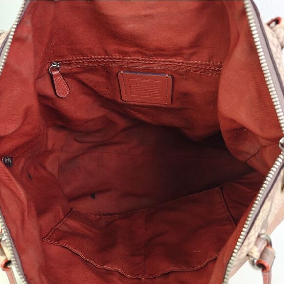 Coach Light Pink Genuine Leather Shoulder Bag Tote Handbag Purse - Picture 10 of 10